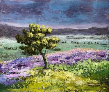 A lonely tree in a lavender field. thumb