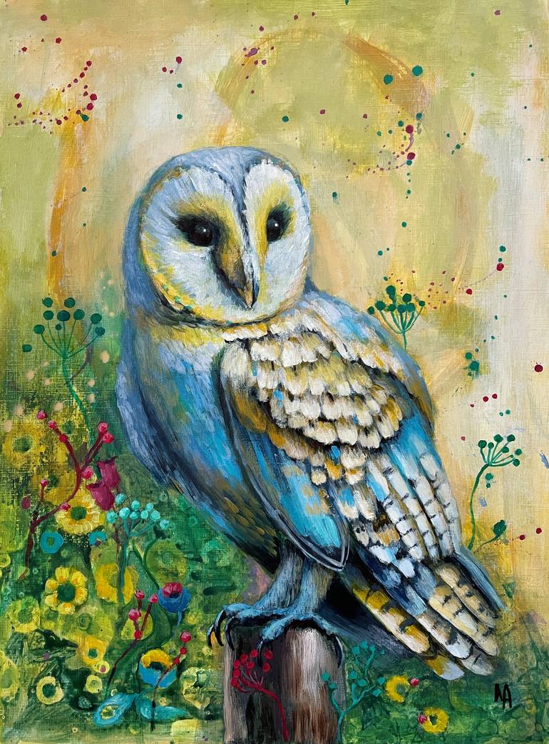 Owl Painting by Natalie Aleksejeva Saatchi Art