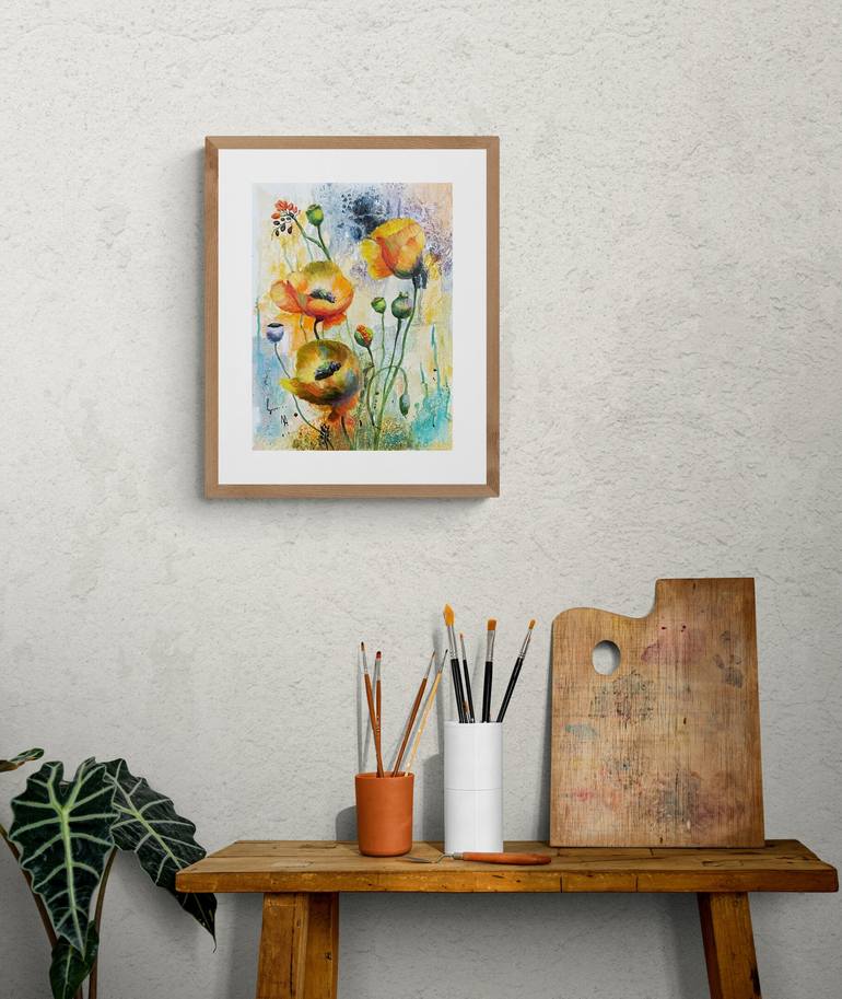 Original Abstract Floral Painting by Natalie Aleksejeva