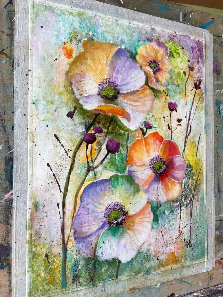 Original Floral Painting by Natalie Aleksejeva