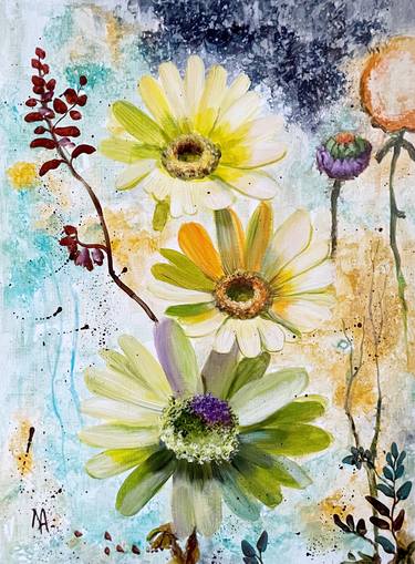 Original Abstract Floral Paintings by Natalie Aleksejeva