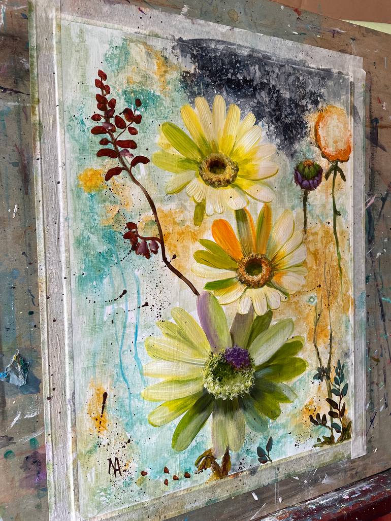 Original Abstract Floral Painting by Natalie Aleksejeva