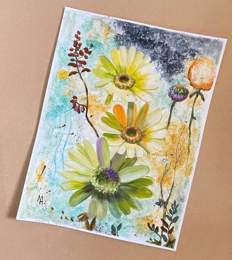 Original Abstract Floral Painting by Natalie Aleksejeva