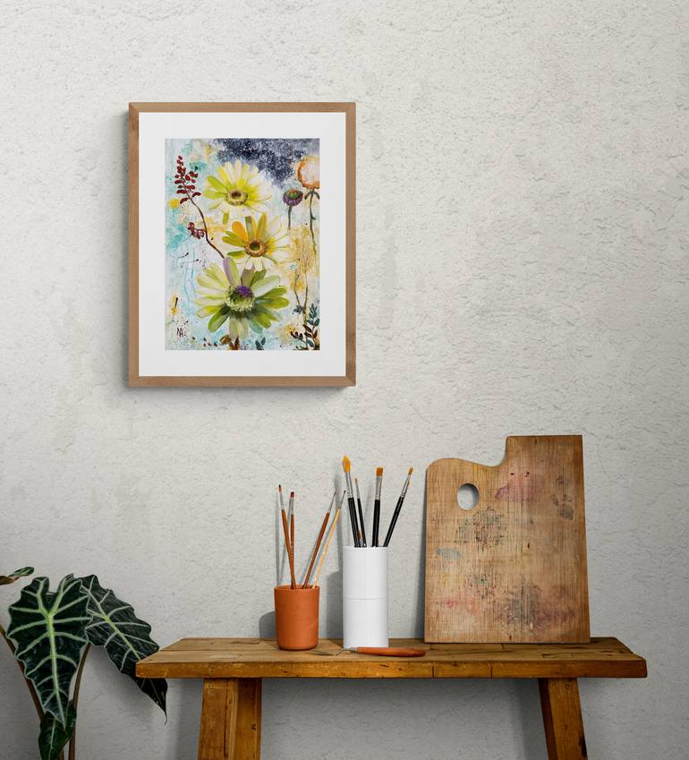 Original Abstract Floral Painting by Natalie Aleksejeva