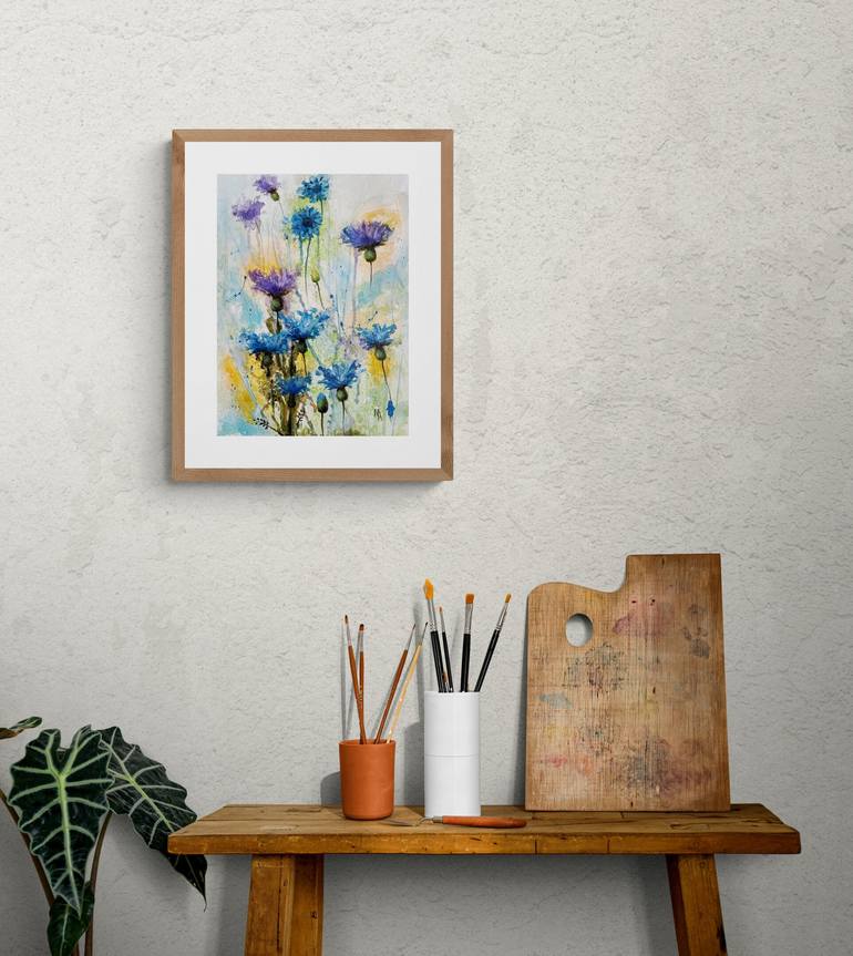 Original Abstract Floral Painting by Natalie Aleksejeva