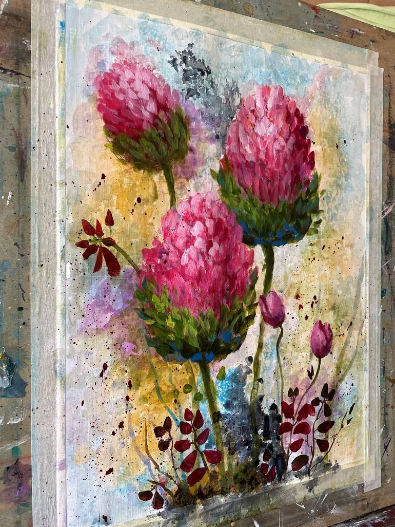 Original Abstract Floral Painting by Natalie Aleksejeva