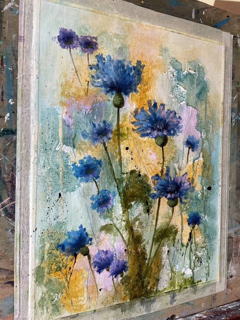 Original Abstract Floral Painting by Natalie Aleksejeva