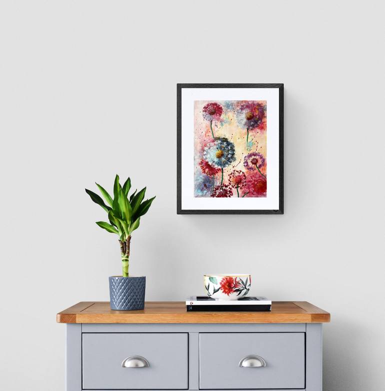 Original Abstract Floral Painting by Natalie Aleksejeva