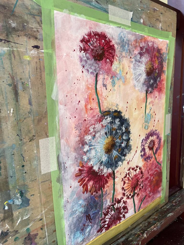 Original Abstract Floral Painting by Natalie Aleksejeva