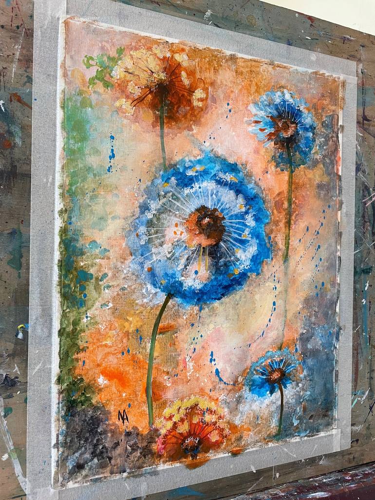 Original Abstract Floral Painting by Natalie Aleksejeva