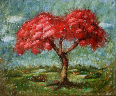 Original Impressionism Tree Paintings by Natalie Aleksejeva