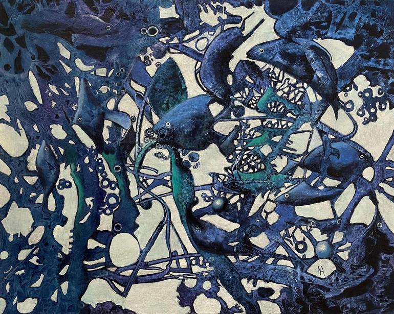 Print of Abstract Fish Paintings by Natalie Aleksejeva