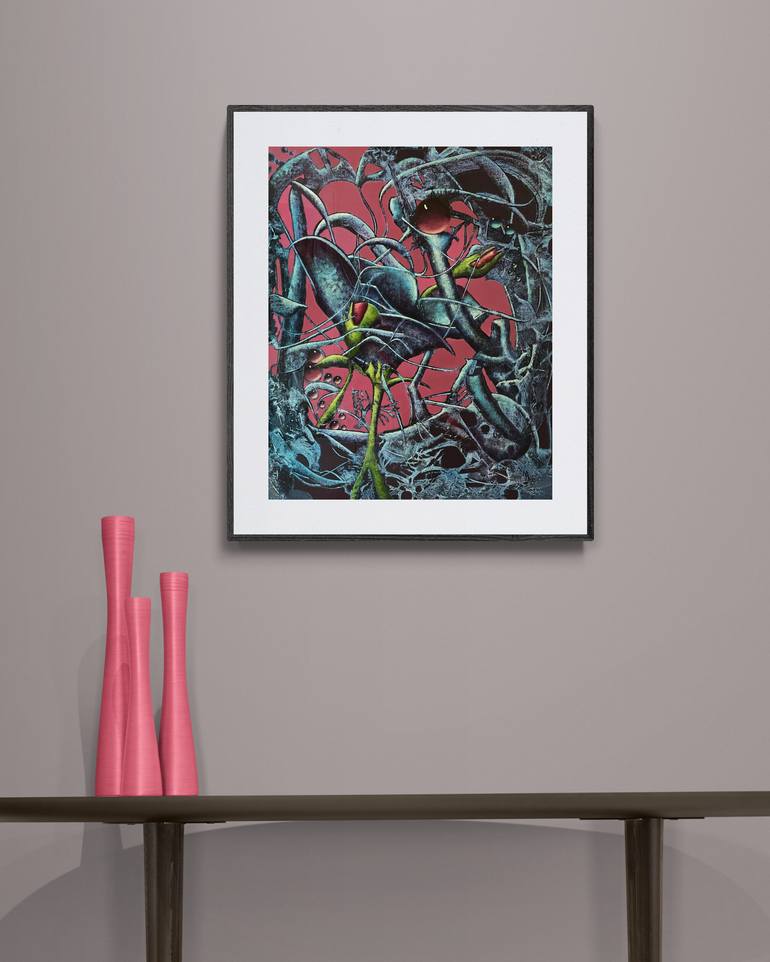 Original Abstract Floral Painting by Natalie Aleksejeva