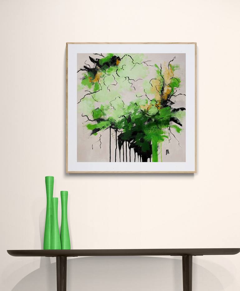 Original Abstract Floral Painting by Natalie Aleksejeva