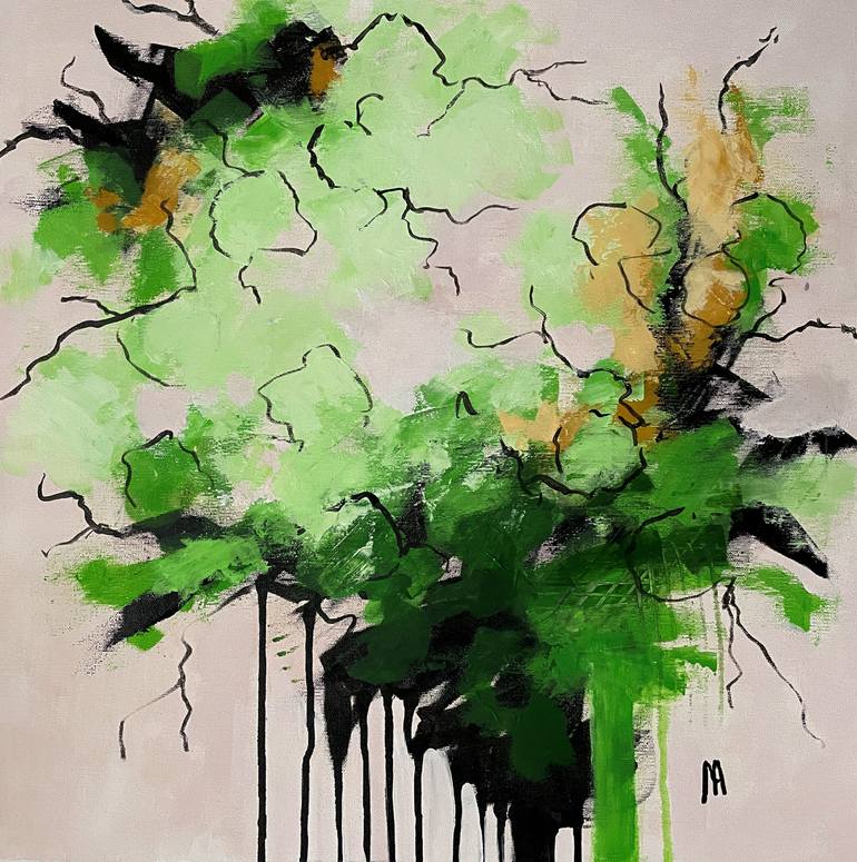 Original Abstract Floral Painting by Natalie Aleksejeva