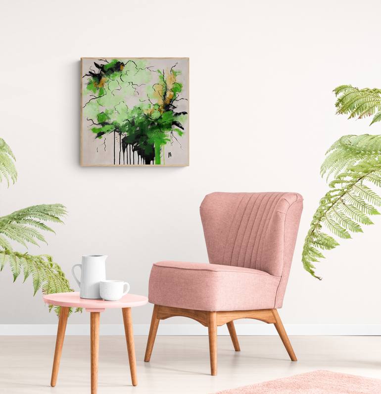 Original Abstract Floral Painting by Natalie Aleksejeva