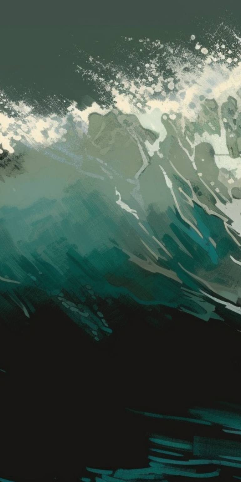 Original Generative Seascape Painting by Voltaire Art