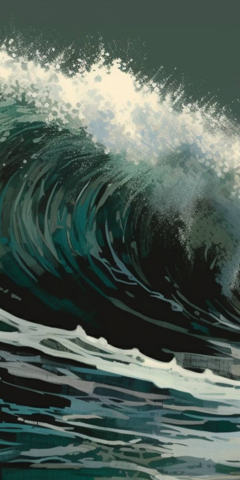 Original Generative Seascape Painting by Voltaire Art