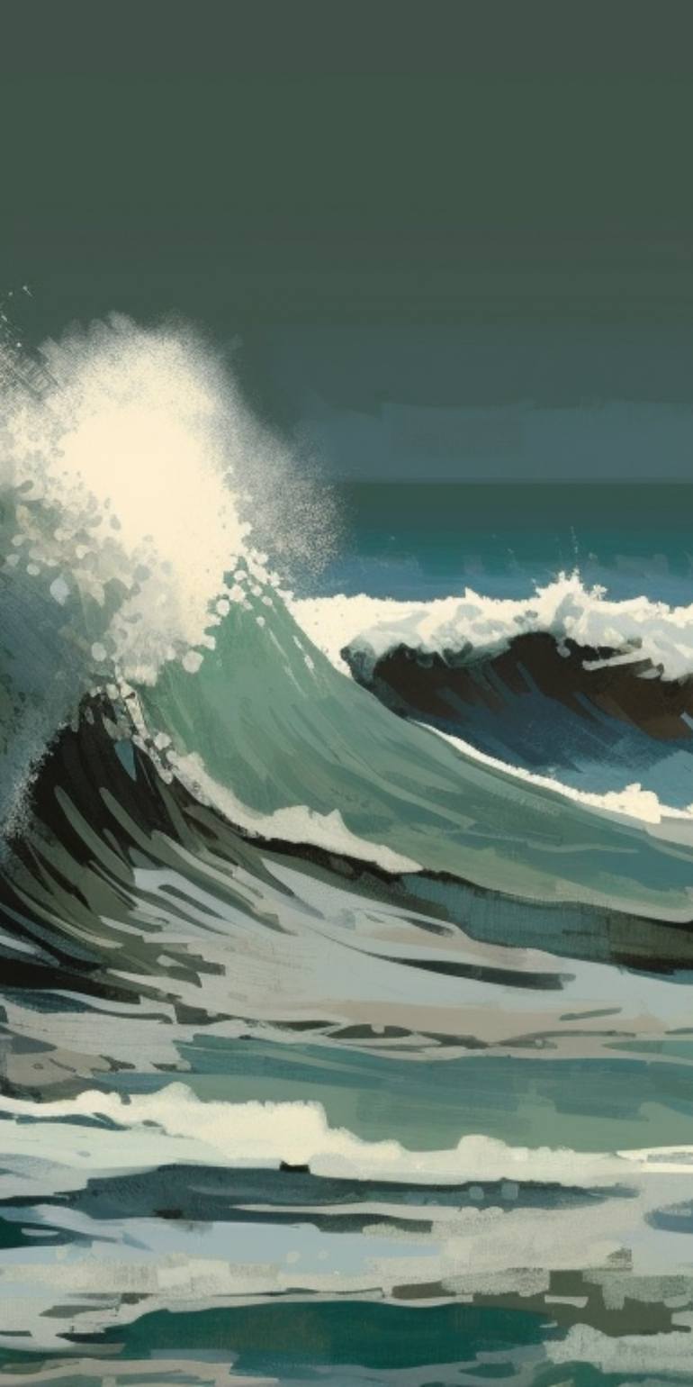 Original Generative Seascape Painting by Voltaire Art