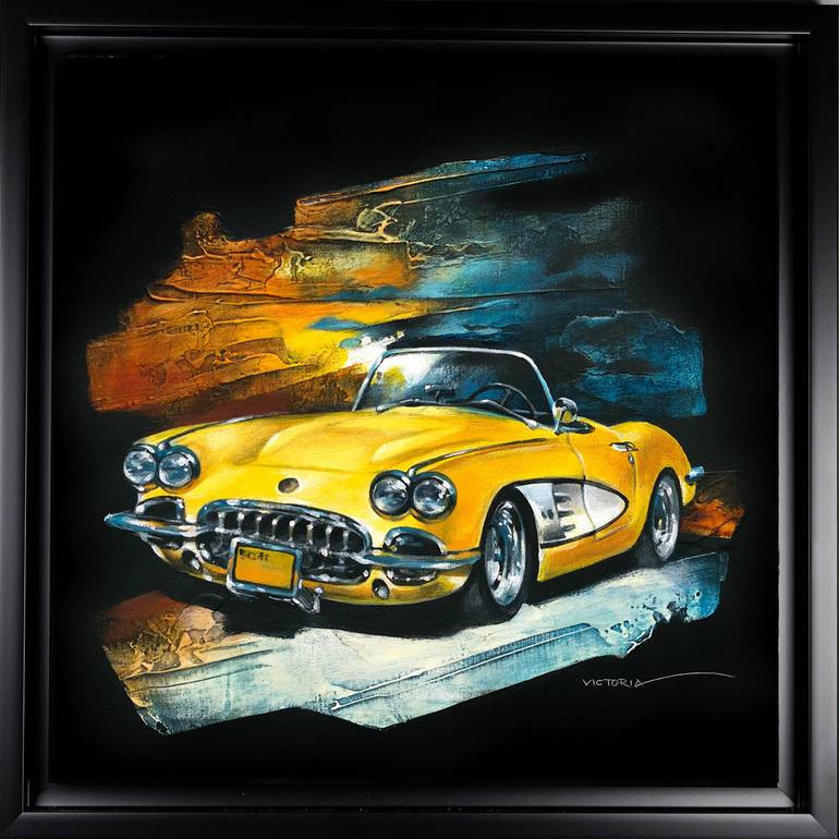 Painting on Canvas With Numbers Yellow Car Acrylic Painting Canvas