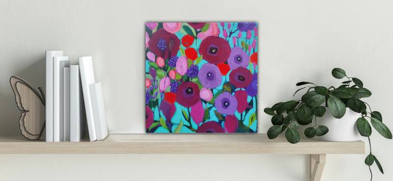 Original Abstract Floral Painting by Debra Sutton