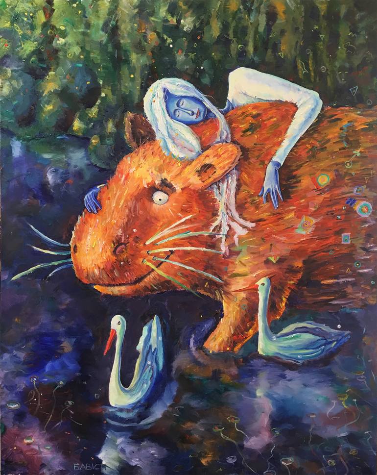 capybara oil painting