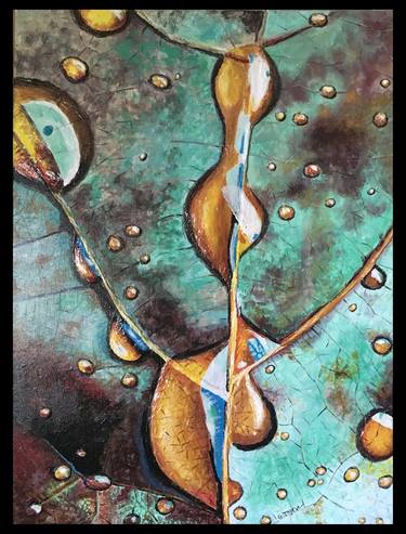 Sculptural Painting Water Droplets on Leaf thumb