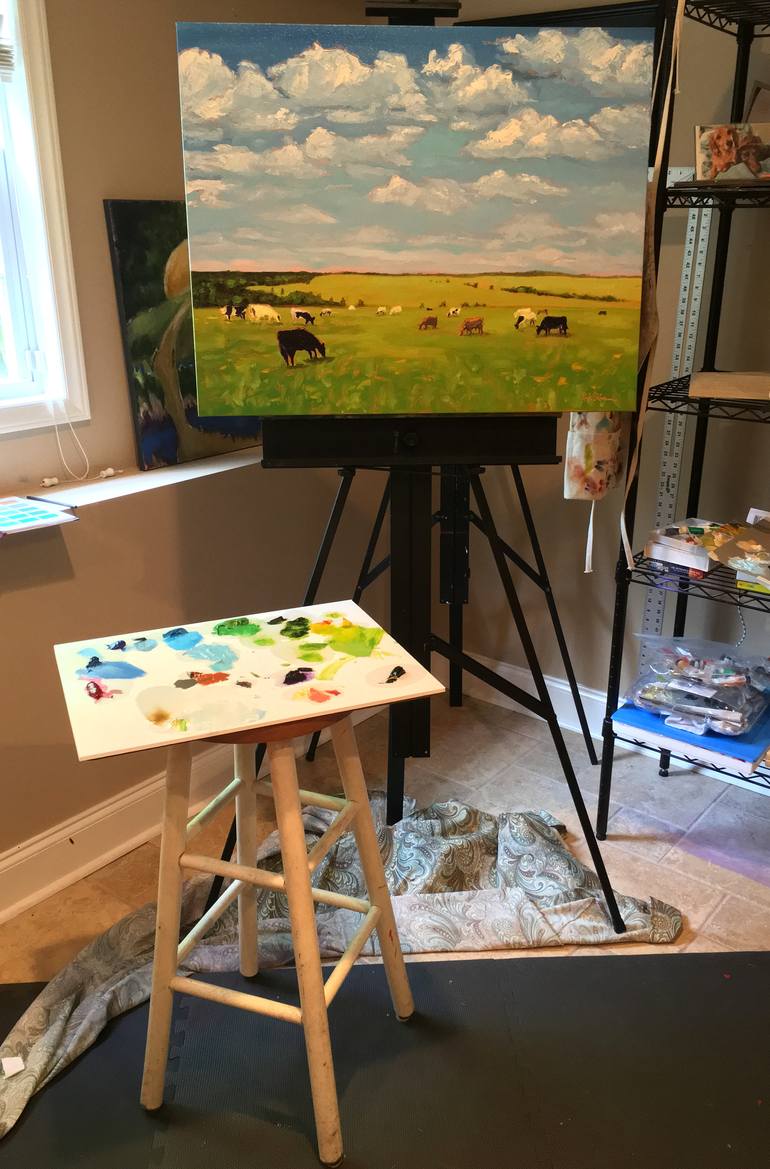 Original Cows Painting by Rick Osborn