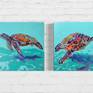 Donatello and Leonardo Sea Turtles art side by side.