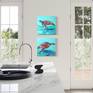 Sea Turtle paintings on kitchen wall.