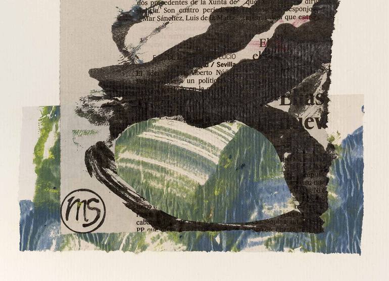 Original Abstract Expressionism Abstract Collage by Marisu Solis