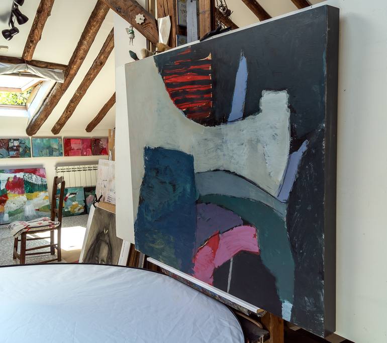 Original Abstract Geometric Painting by Marisu Solis