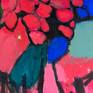 This work represents a woman with flowers. It is a new search that integrates the presence of the human figure in my landscape environments. I define myself as a colorist and my work is semi-abstract. I am very concerned about the composition and solving the painting in a very balanced way. I always have the recurrence to introduce organic elements of nature.