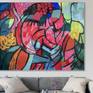 This work represents a woman with flowers. It is a new search that integrates the presence of the human figure in my landscape environments. I define myself as a colorist and my work is semi-abstract. I am very concerned about the composition and solving the painting in a very balanced way. I always have the recurrence to introduce organic elements of nature.