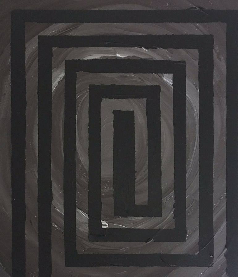 Original Abstract Painting by Diego Marquina  Abstract Art on Other  Black  Brown Maze 2