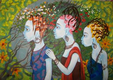 Print of Figurative Women Paintings by JULIET EZENWA PEARCE