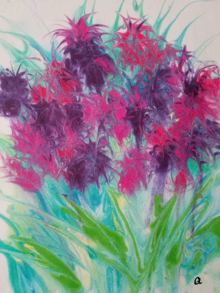 Original Abstract Floral Drawing by Susan Gromatsky