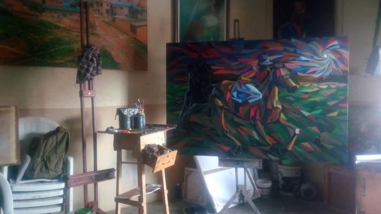 Original Abstract Expressionism Geometric Painting by Nzennaya Barry Ikechukwu