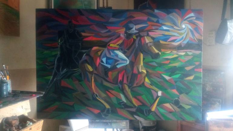 Original Abstract Expressionism Geometric Painting by Nzennaya Barry Ikechukwu