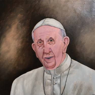 Pope Francis Painting on Saltillo Tile thumb