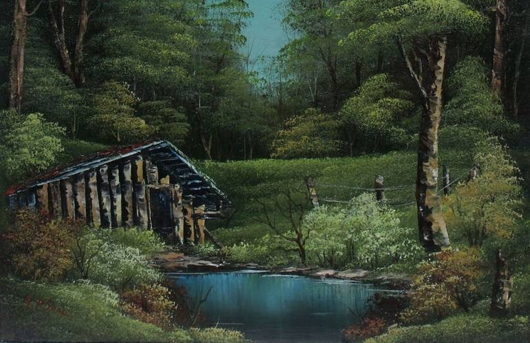 FOREST CABIN Painting By Sead Pozegic | Saatchi Art