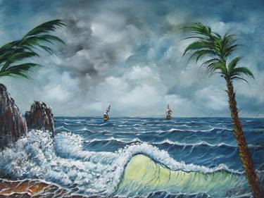 Print of Impressionism Seascape Paintings by Sead Pozegic