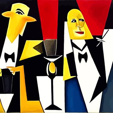Original Cubism Men Paintings by Kristine Kreska