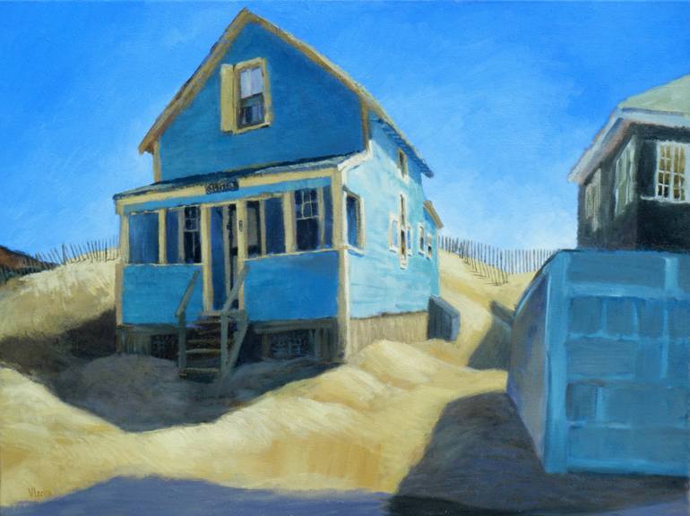 Blue Beach House Painting by Valerie Isaacs Saatchi Art