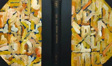 Le Livre III (oil painting on 1960s antique book) thumb