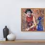 Meet the gaze of this woman ready to go. A painting to add movement and dynamism