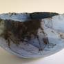 I love to make Raku firing.It's an exciting process using open fire and each work looks different.I hand build the work with special clay that is strong enough to pass the shock of firing.This turquoise bowl made by a unique technique combining an ancient Japanese firing method. with the application of a horse's tail hair the black marks of horse hair makes the bowl a one of a kind and unique decor piece.