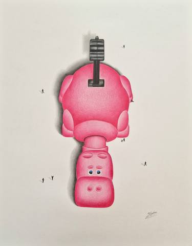 Pink Hungry Hippo Drawing thumb