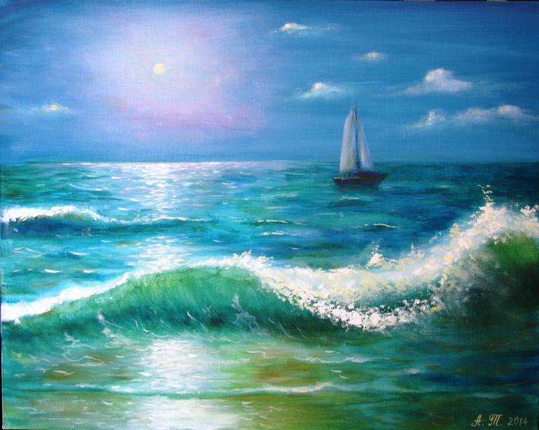 Original Impressionism Seascape Painting by Tanya Andreeva