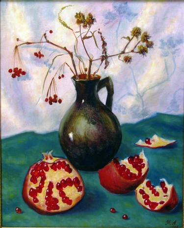 Still life with a vase and grenades thumb